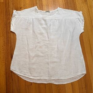 Lungo L’arno women’s Linen white top blouse Size 2X (#4)